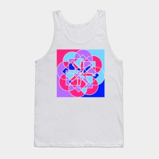 Digital geometric mandala with repeated shapes in random bright neon colors Tank Top